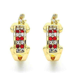 18k Gold Plated Ruby and Clear Colored Crystals Earring