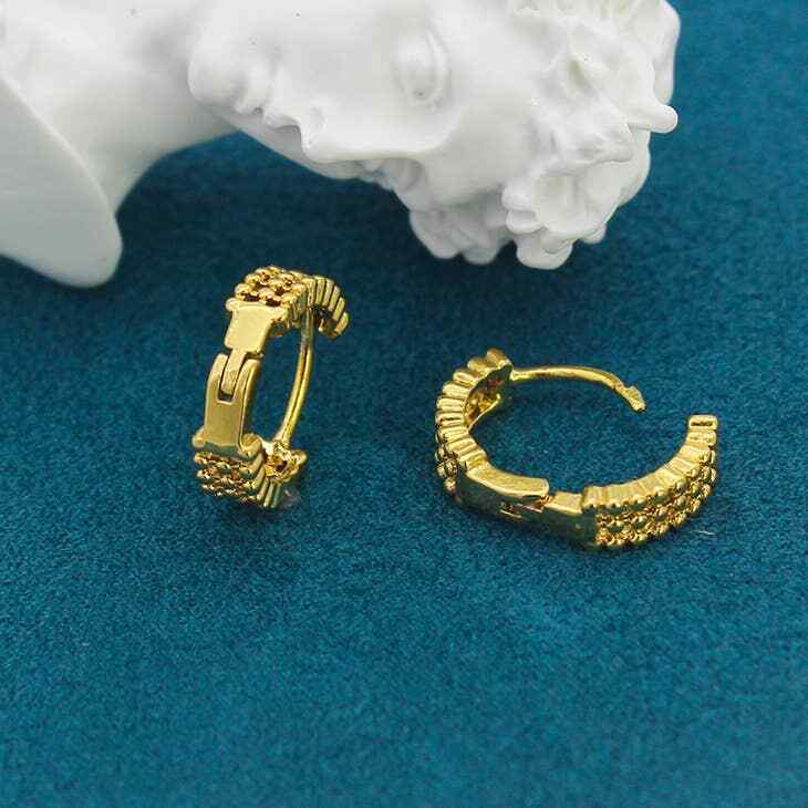 18K Gold Plated 3 Row Design Huggee Earring's