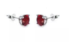 Giovani GOLD NYC 925 Sterling Silver Round RED Cubic Zirconia Stud Earrings Women's