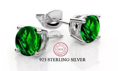 Giovani GOLD NYC 925 Sterling Silver Round Emerald Cubic Zirconia Stud Earrings Women's