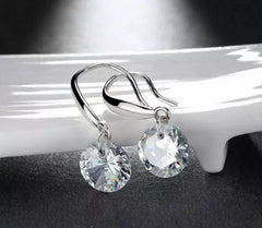 18k Gold Plated Earrings Drop Dangle Women Crystal Stud Cz Hoop White Jewelry