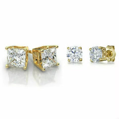 Giovani GOLD NYC Gold Sterling Silver Stud Earrings Cubic Zirconia Men Women 2PC Earrings Set