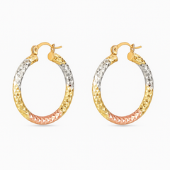 Giovani GOLD NYC 18K Gold Disco-Style Tricolor Hoops – Modern Luxury Earrings