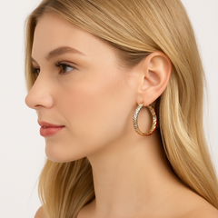 Giovani GOLD NYC 18K Gold Disco-Style Tricolor Hoops – Modern Luxury Earrings