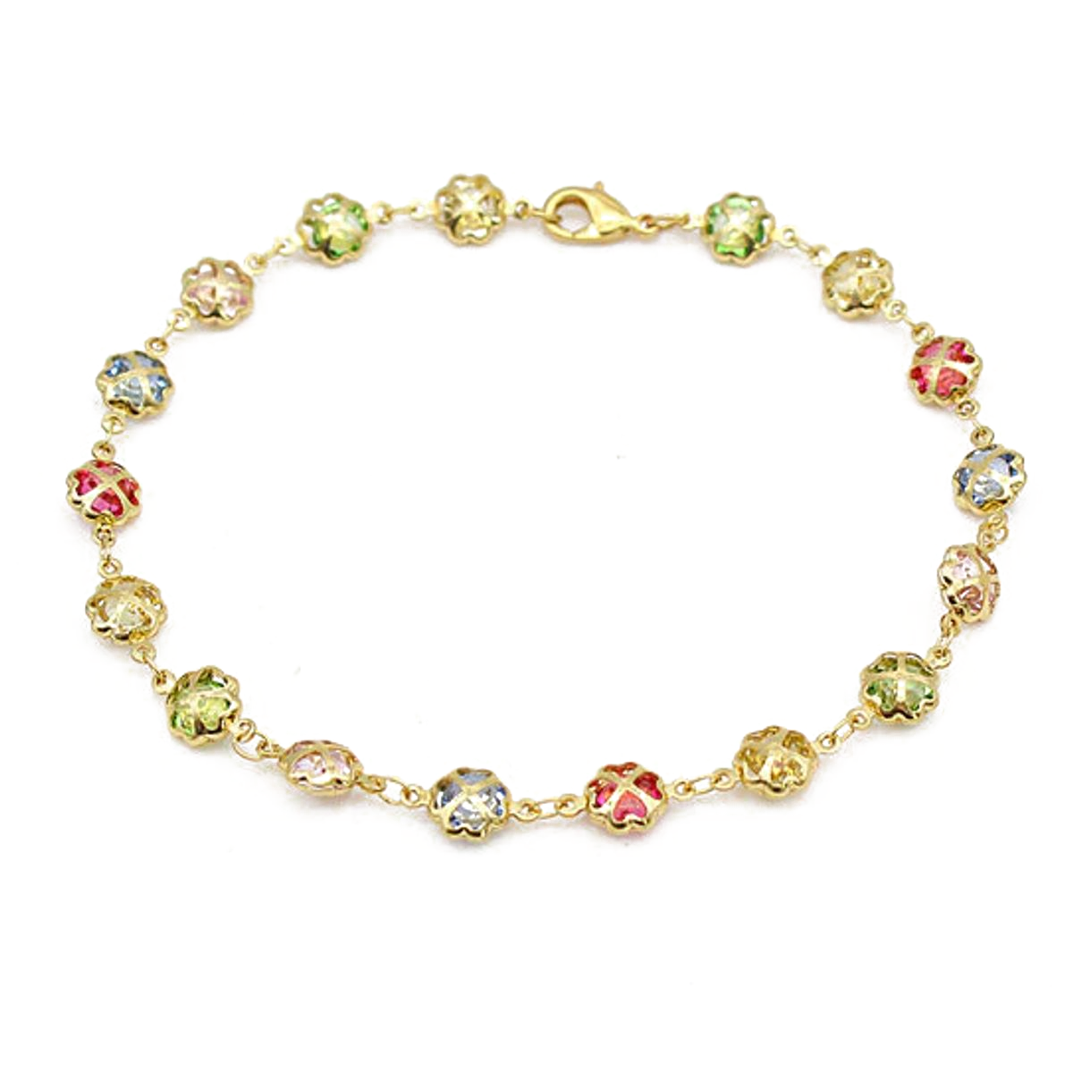 Giovani GOLD NYC 10-Inch 18K Gold Filled Multi-Color Crystal Anklet