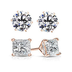 Giovani GOLD NYC Round- and Princess-Cut Rose Gold Stud Earrings (2-Pair)