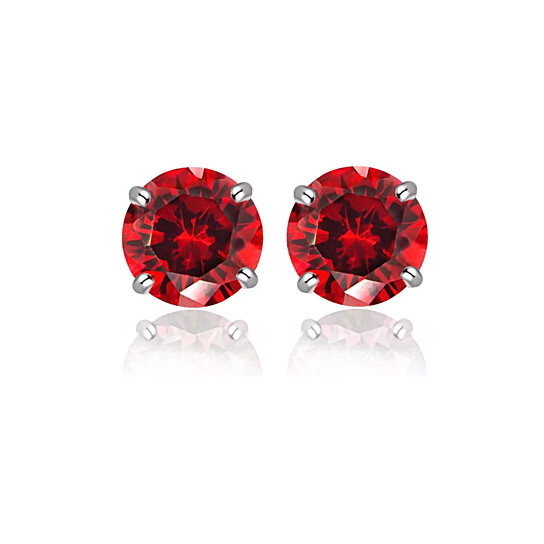 Giovani GOLD NYC Round Garnet Jewel in Yellow and White Stud Earrings (2-Pair)