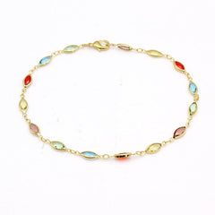 Multi Color Crystal Oval Anklet