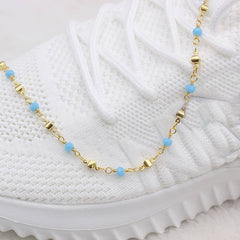 High Finish Polish Turquoise Ball Ankle Bracelet