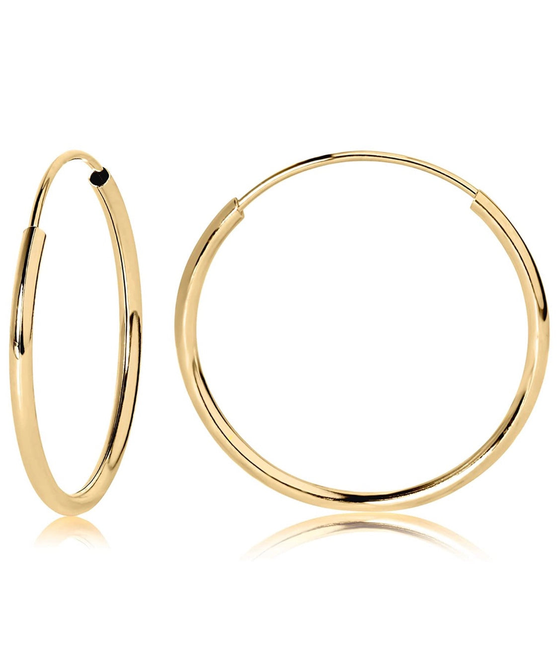 14K Yellow Gold Endless Hoop Earrings - 2 Sizes