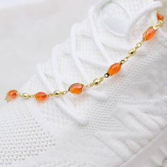 High Polish Finish Oval Crystal Ankle Bracelet