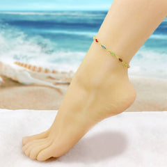 Multi Color Crystal Oval Anklet