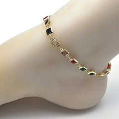 Gold Plated Dark Block Crystal Anklet