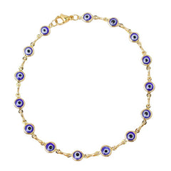 18K Gold Plated Blue Evil Eye Anklet