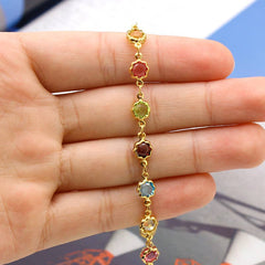 18K Gold Plated High Polish Finish Multi Color Flower