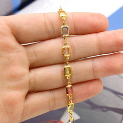 Multi Color Light Color Crystal Baguette Anklet