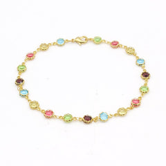 Multi Color Flower Crystal Ankle Bracelet