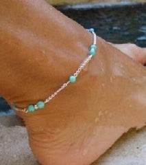 Silver Plated Blue Stone Anklet