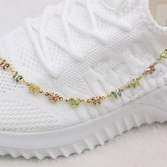 Multi Color Crystal Butterfly Ankle Bracelet