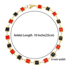 Red and Crystal Square Ankle Bracelet