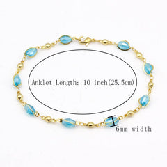 Aquamarine Oval Crystal Ankle Bracelet