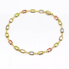 18K Gold Plated Gold And Multi Color Light Color Crystal