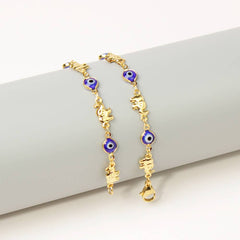 18K Gold Plated Elephant Blue Evil Eye Anklet