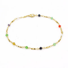 High Polish Finish Multi Color Ball Crystal Ankle Bracelet