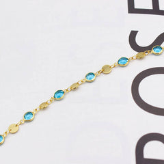 Aquamarine Oval Crystal Ankle Bracelet