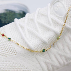 High Polish Finish Dainty Multi Color Crystal Ankle Bracelet