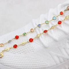 High Polish Finish Red Crystal Flower Ankle Bracelet 1