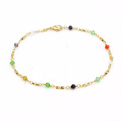 Finish Multi Color Ball Crystal Ankle Bracelet