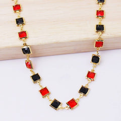 Red and Crystal Square Ankle Bracelet