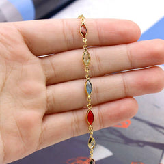 Multi Color Crystal Oval Anklet