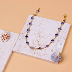 18K Gold Plated Blue Evil Eye Anklet