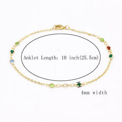 Dainty Multi Color CRYSTAL ANKLE BRACELET JJA04