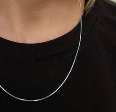 Solid Sterling Silver Thin Box Chain Pendant Necklace - 5 Lengths