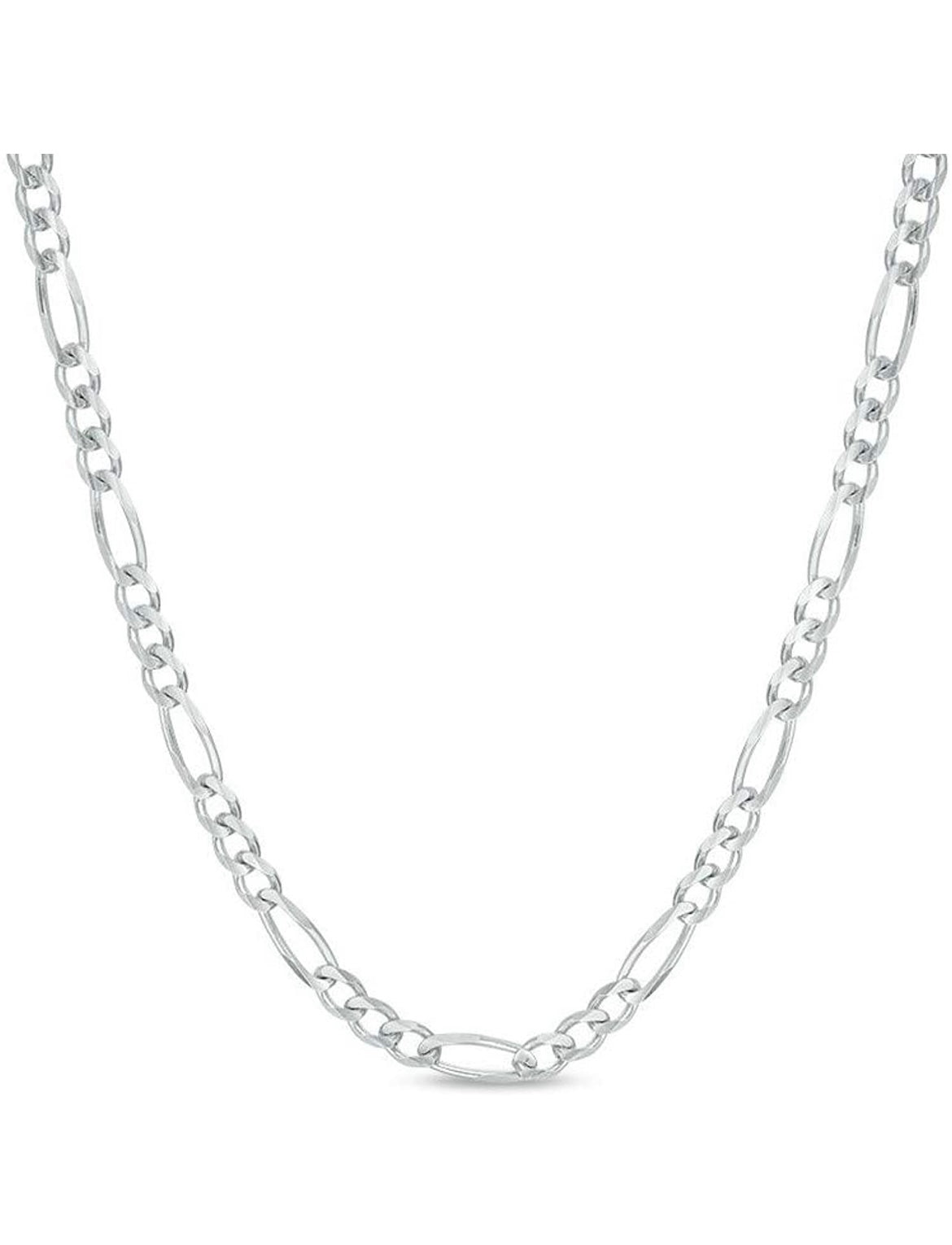 Solid Sterling Silver Thick 4MM Figaro Link Chain Unisex