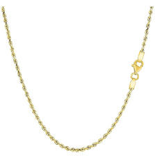 Italian 14K Yellow Gold 1.5MM Diamond Cut Rope Chain 16-24 Inch