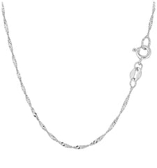 Sterling Silver 2MM Diamond Cut Singapore Link Chain Necklace - 5 Lengths