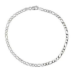 White Gold-Plated Sterling Silver .925 Figaro Link Anklet 10''