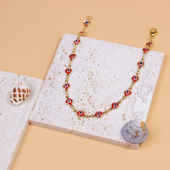 18K Gold Plated Red Evil Eye Anklet