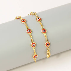 18K Gold Plated Red Evil Eye Anklet