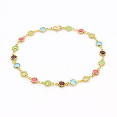 18K Gold Plated High Polish Finish Multi Color Flower