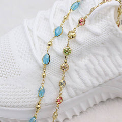 Gold Multi Color Crystal Anklet