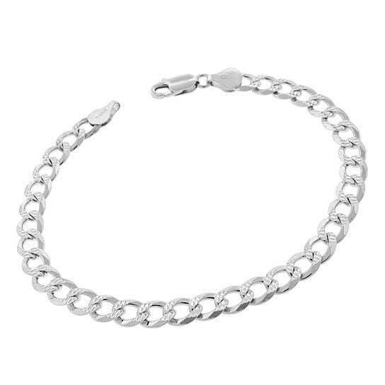 14K White Gold Plated 4mm Cuban Link Flat Chain Anklet for W