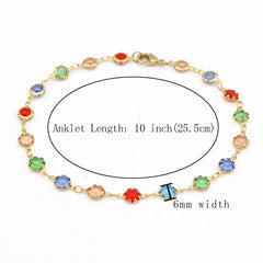 Igh Polish Finish Light Multi Color Round Crystal Anklet