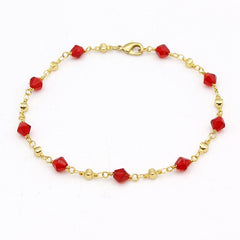 Polish Finish Red Crystal Ankle Bracelet