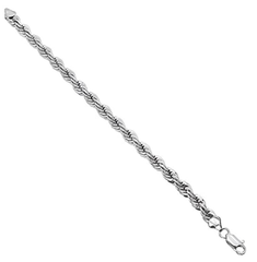 Sterling Silver Plated White Unisex Rope Anklet 10''