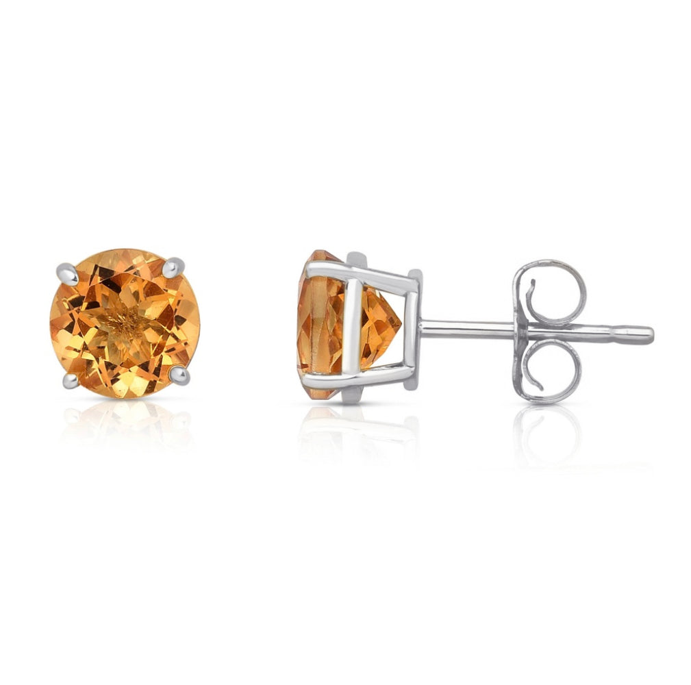 Sterling Silver Citrine Gemstone Studs - 2 Styles